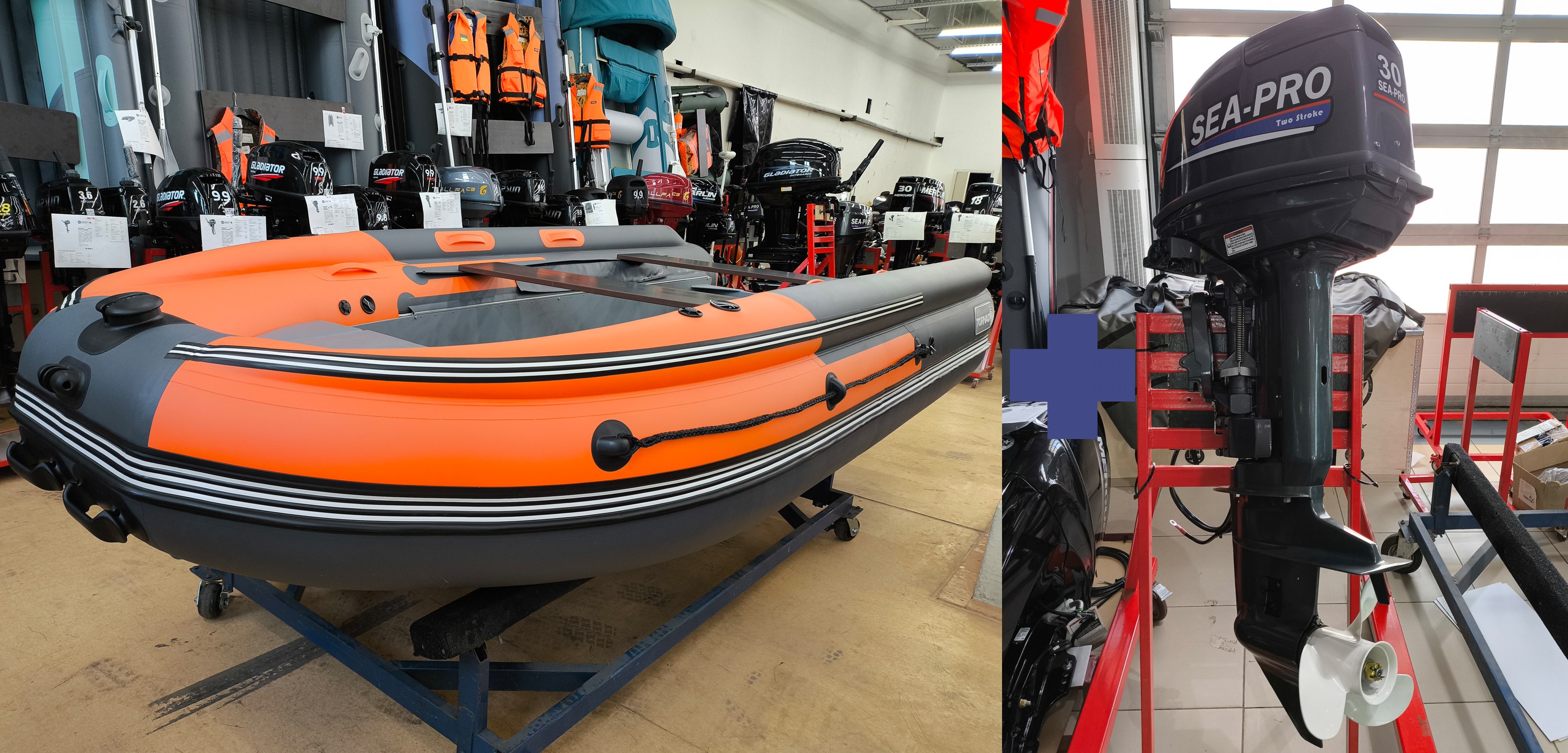 �������������� �������� ����� � RIB ���� � ��������������� ����������� Angler Tornado 400S Fi - ���, �������� ����� ������ 400 �� ��� ����� �� 30 �.�. ������ ������ ����� RIB � ��� � �������� ��� � ��������� ��������.   + Sea-Pro T 30 S&E - ��� 2-� ������� ��������� ��������� �������� ����� ��������� 30 �.�. � ���������������� � ������������� �����������. ������� � ��������� ��� ����������� �� ��������.