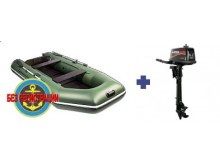 Надувная лодка АКВА 3200 слань-книжка киль   + Лодочный мотор HDX R series T 6.2 BMS (с топливным баком 12л)