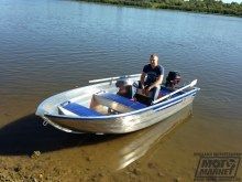 Алюминиевая моторная лодка Linder Sportsman 355. Проба лодки на воде. Фото 1.