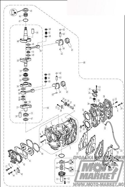 Двигатель в сборе. Ремонтный комплект лодочного мотора Golfstream Parsun T30A BM