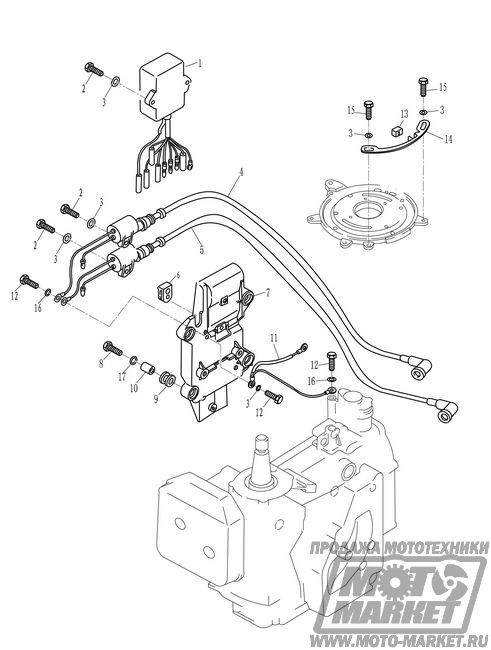 Электрическая система 1 лодочного мотора Golfstream Parsun T30A BM