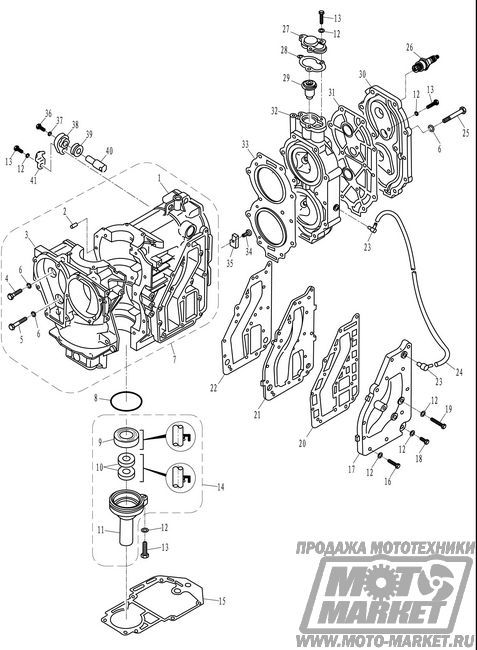 Картер двигателя лодочного мотора Golfstream Parsun T30A BM
