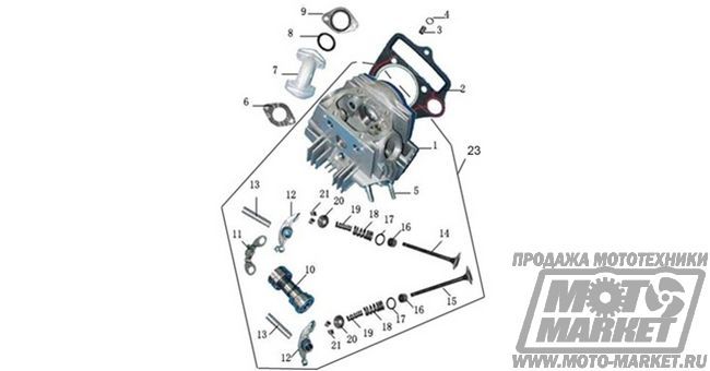 Головка цилиндра двигателя 147FMD, 70 cm3 для мотоциклов и скутеров Racer
